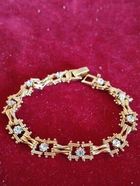 Gold-Tone Crystal Flower Bracelet
